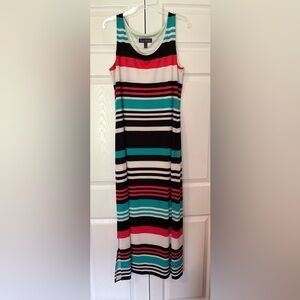 Jessica Howard Black, Red, and Teal Striped Dress